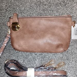 Buckle Lock Lara Clutch (Brown/Pink)